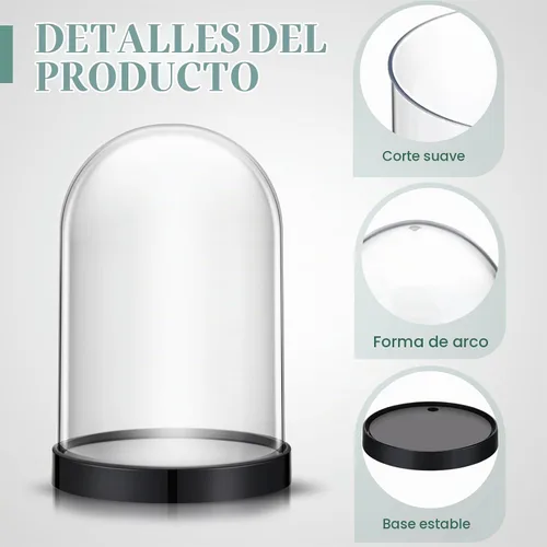 Vista 5 de Zhengmy - 2 cúpula de plástico con base Cloche para manualidades, vitrina