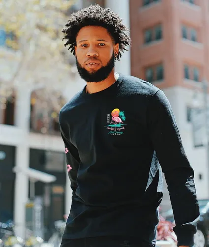 Vista 2 de Riot Society - Playera estampada de manga larga con bordado a la moda para hombre