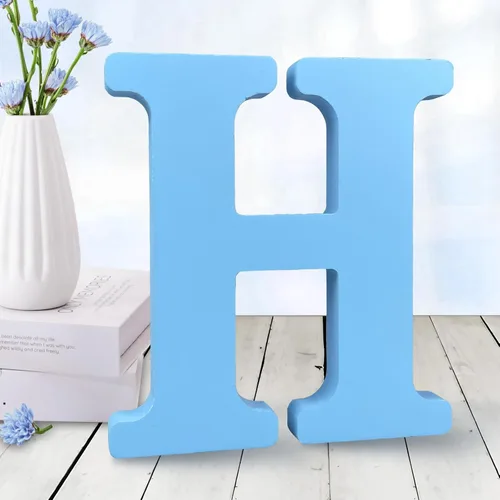 Vista 13 de AOCEAN - Letras de madera azul de 6 pulgadas, letras de madera sin terminar para decoración de pared, letras decorativas en pie, cortes de letras