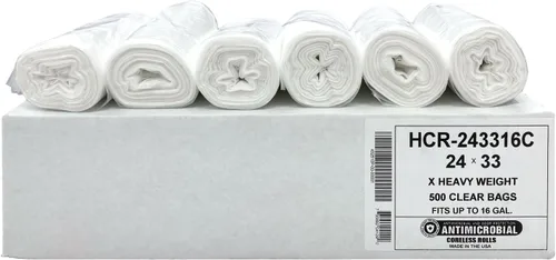 Vista 52 de Aluf Plastics Bolsas de basura de alta densidad, 10 galones, 4000 unidades, 6 micras (eq), 24 x 24 pulgadas, negras, para baño, oficina, industrial