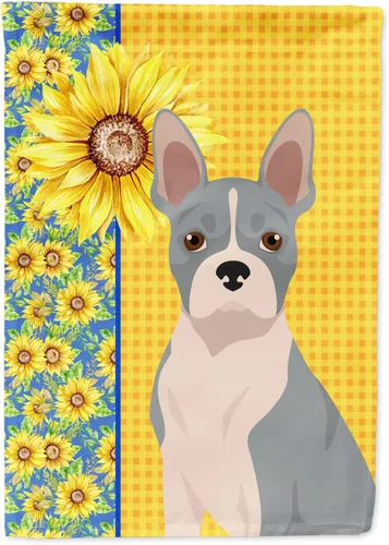 Vista 98 de Caroline's Treasures WDK5313GF Bandera de jardín con diseño de girasoles de verano, color negro y tostado, Airedale Terrier para buzón, bandera