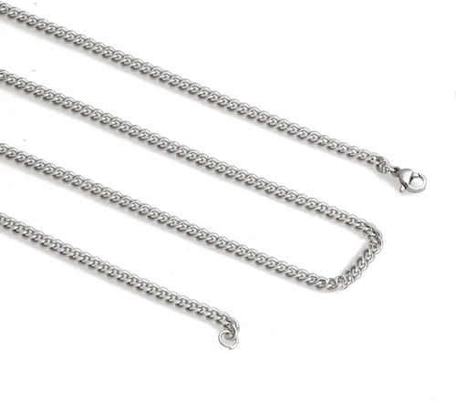 Vista 2 de 3 collares de cadena de acero inoxidable para hombre y mujer, de 18, 20, 22, 24 pulgadas