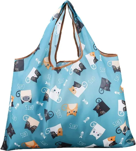 Vista 2 de Gophra - Bolsa de comestibles reutilizable, paquete de 2 unidades, grande, lavable, plegable, respetuosa con el medio ambiente, de nailon