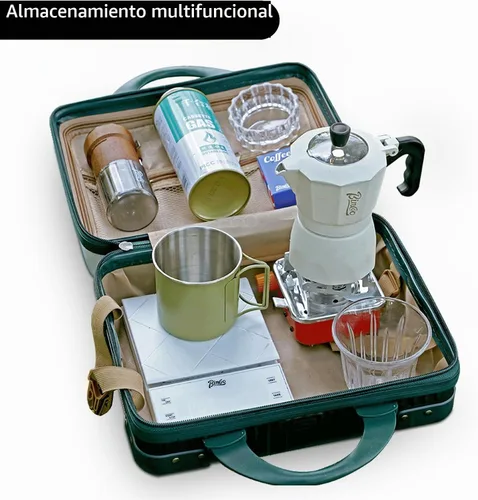 Vista 8 de Bincoo Estuche de viaje para cafetera de café barista, estuche de viaje impermeable, caja de almacenamiento para cafetera con cómodo cinturón