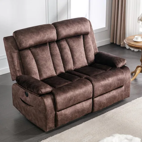 Vista 10 de GUEAPY Sofá reclinable con calor y masaje, sofá reclinable con mesa abatible, sofá reclinable de 3 plazas para sala de estar, asientos de cine