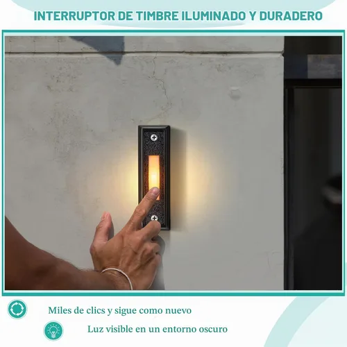 Vista 5 de Saillong - Timbre de puerta con cable, botones de timbre iluminados, color negro, estilo barra