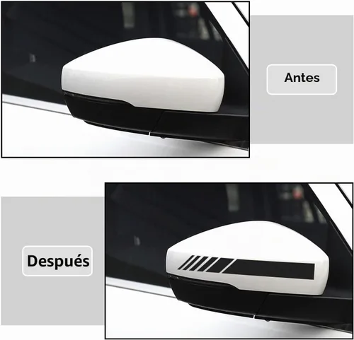 Vista 3 de Augeny 2 piezas de adhesivos para espejo retrovisor de coche, tiras de espejo retrovisor lateral de vinilo impermeables para auto, adhesivo