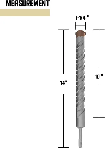 Vista 2 de TANG SDS Plus - Broca de martillo roatry de 1-1/4 pulgadas x 13-3/4 pulgadas para superficie de cemento de ladrillo de hormigón