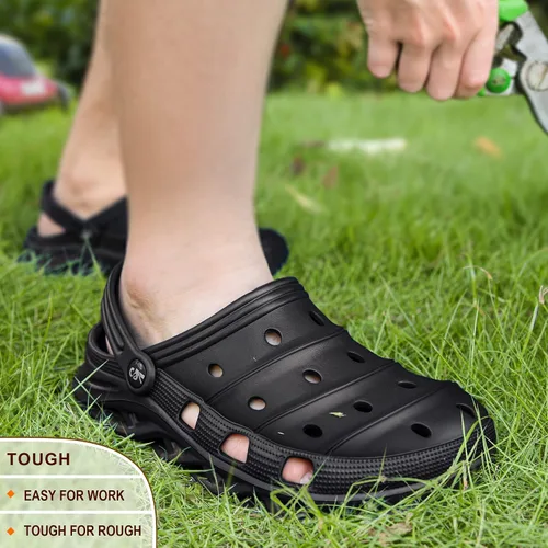 Vista 6 de KEMISANT Zuecos para hombre, unisex, sin cordones, para jardín, zapatos limpiadores, zapatos de trabajo en casa, acolchados, de apoyo
