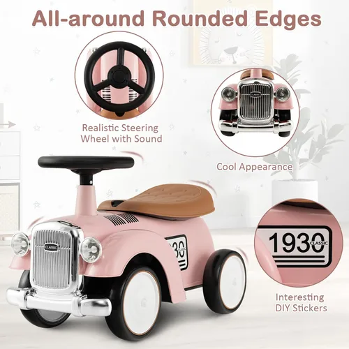 Vista 6 de OLAKIDS Auto de Empuje para Montar, Juguete Deslizante de Pie al Suelo para Niños Pequeños con Volante, Bocina, Almacenamiento Debajo del Asiento
