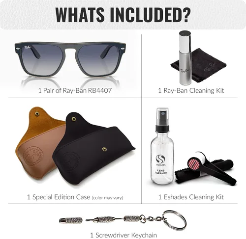 Vista 2 de Ray-Ban RB4407 Square Shaped Sunglasses for Men & Women with Official RAYBAN Eyewear Kit
