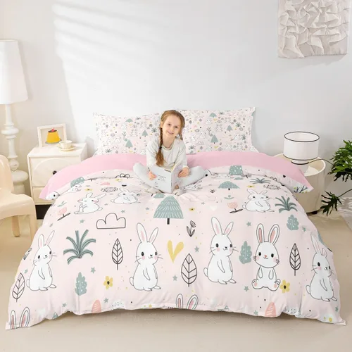 Vista 28 de Feelyou Funda de edredón de elefante de dibujos animados para niños, tamaño individual, juego de ropa de cama de cocodrilo para niños y niñas, funda