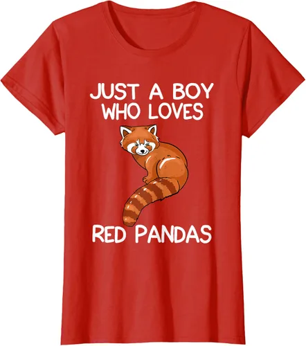 Vista 97 de Just A Boy Who Loves Red Pandas Gift - Camiseta con diseño de panda roja, Negro, S