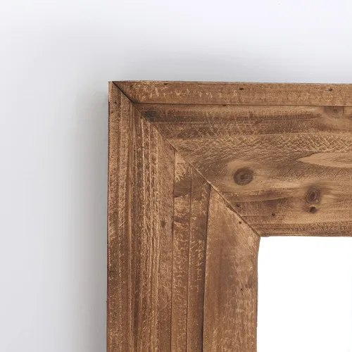 Vista 8 de Espejo de tocador de baño con marco de madera para montaje en pared, espejo rústico rectangular horizontal/vertical para sobre lavabo, dormitorio