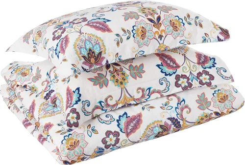 Vista 13 de Tribeca Living Juego de funda de edredón de 200-GSM con estampado floral, King, Multicolor (FL200DSKIDB)