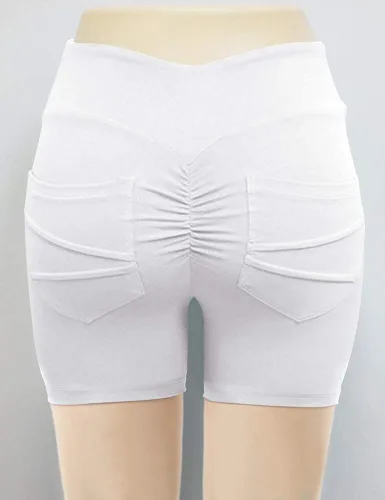 Vista 3 de HIOINIEIY Leggings fruncidos con levantamiento de glúteos para mujer, cintura alta, pantalones de yoga con bolsillos
