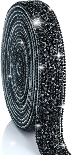 Vista 30 de Dowarm Cinta autoadhesiva de diamantes de imitación plateados, tiras brillantes para manualidades, decoración de bodas, 0.4 pulgadas de ancho