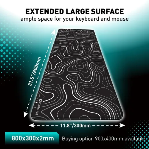 Vista 3 de Pixiecube Alfombrilla de ratón minimalista con mapa topográfico - Alfombrilla de ratón con borde cosido extendido XXL. Alfombrilla de escritorio