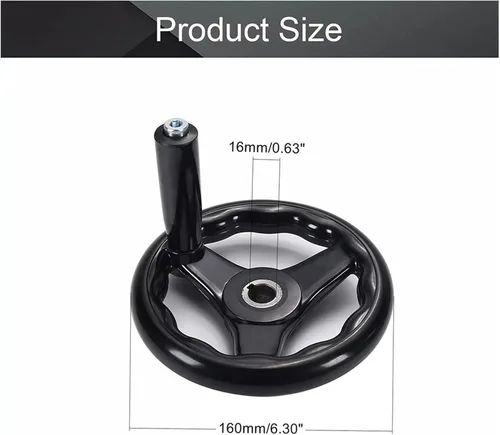 Vista 4 de 1pc D125/200/100/160mm 3 Spoke Hand Wheel with Revolving Handle for Milling Machine Rotating Handle(18x200mm)