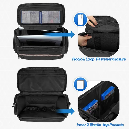 Vista 2 de LoDrid Travel Carry Case Compatible with PS5PS5 SlimPS4PS4 ProPS4 SlimXbox OneXbox One X for Console and 15.6" Laptop, Protective Gaming Bag with