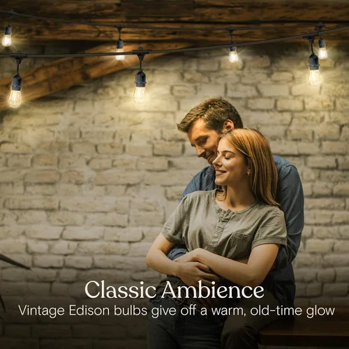 Vista 5 de Brightech Ambience Pro - Serie de luces LED para exteriores de 24 pies de grado comercial para patio, impermeables - 7 luces resistentes