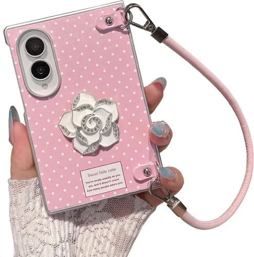 Vista 14 de Yatchen Funda de piel de lujo para Samsung Galaxy Z Flip 3, bonita pintura de paisaje para mujer, dermatoglífico, protector de parachoques de Valle