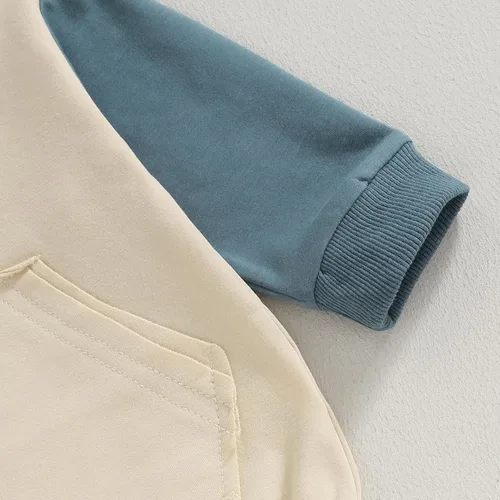 Vista 26 de Mameluco de manga larga con bloques de color para bebé, niño, niña, con bolsillo, cuello redondo, sudadera básica para otoño e invierno
