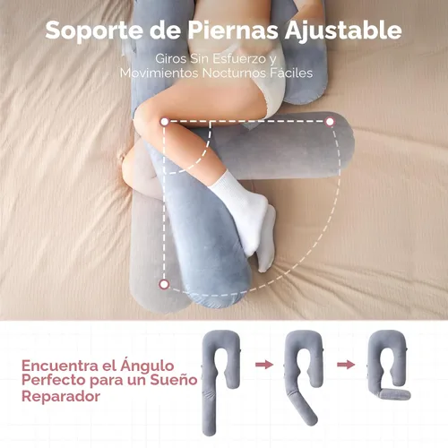 Vista 4 de Momcozy Almohada de embarazo para dormir - Dreamlign U Pro Almohada de Gris