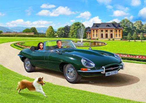 Vista 2 de ドイツレベル(Revell) Nivel alemán 07687 1/24 Jaguar E-Type Roadster Modelo de plástico