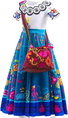 Vista 2 de keaiyouhuo Disfraz de Mirabel 3T-12T para cosplay disfraz de Isabela Luisa Dolores tía Pepa vestido Madrigal para la familia Halloween