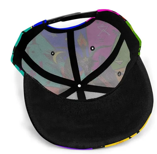 Vista 6 de antkondnm Abstract Pattern On Occult Theme Flat Bill Brim Cap, Cool Hip Hop Trucker Hat Men Women Adjustable Baseball Caps