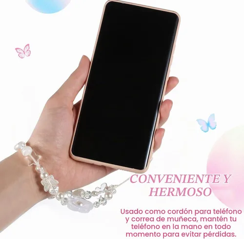 Vista 2 de LEIFIDE 2 correas de muñeca para teléfono con cuentas, lindo cordón