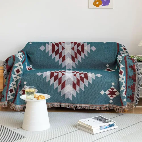 Vista 10 de VClife Funda para silla con acento azteca bohemio de 59 x 71 pulgadas, funda reversible y lavable de felpilla para sillón, color marrón castaño