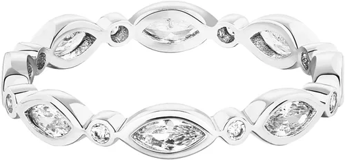 Vista 3 de PAVOI Anillo apilable de circonita cúbica chapada en oro de 14 quilates Banda de eternidad marquesa para mujer Anillo apilable de oro chapado