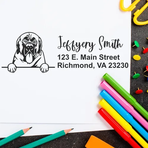 Vista 51 de American Bulldog Stamp Duo, Custom Return Address for Dog Lovers, Personalized Mail Mark for Letters and Cards