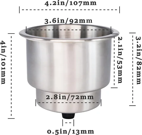 Vista 3 de DNB - Portavasos de acero inoxidable - Insertar soportes para bebidas con drenaje accesorios para barcos marinos