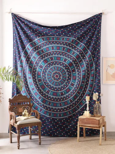 Vista 17 de Popular Handicrafts - Tapiz para colgar en la pared con diseño hippie de mandala bohemia, psicodélico, indio de pavo real, para meditación, gitano