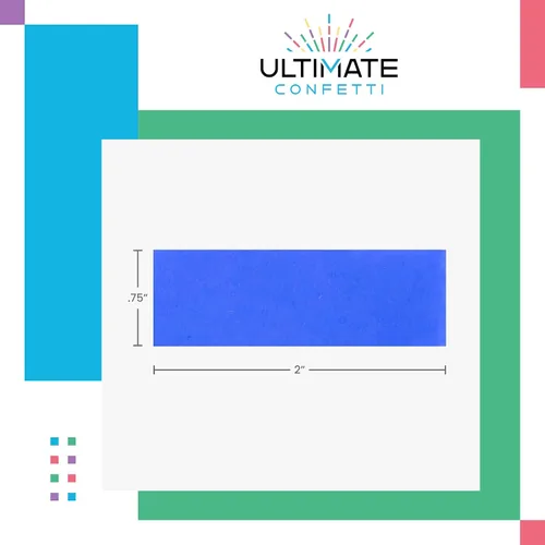 Vista 4 de Ultimate Confetti, Confeti biodegradable rectangular azul reactivo a los rayos UV, papel de seda resistente al fuego y confeti de caída lenta