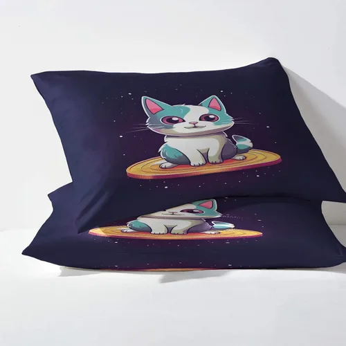 Vista 3 de Sábanas de gato tamaño individual, sábanas de animales lindos, sábanas y fundas de almohada con patrones de 3 piezas, sábana bajera ajustable