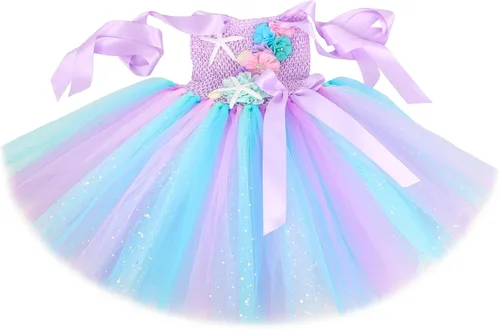 Vista 5 de Disfraz de sirena para niñas, regalos de fiesta de cumpleaños, tutú de Halloween, vestido de princesa