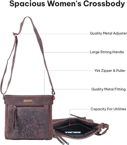 Vista 60 de VALENCHI Real Genuine Leather Women's Crossbody Purse/Bag With Adjustable Strap