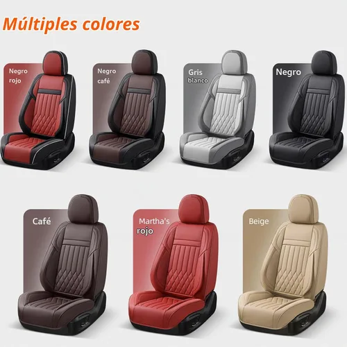 Vista 7 de Juego completo de fundas de asiento de automóvil de cuero napa impermeables y transpirables de 2 plazas, aptas para asientos delanteros de beige