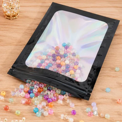 Vista 4 de Paquete de 100 bolsas de Mylar de 7.8 x 11.8 pulgadas con ventana transparente, bolsas de papel de aluminio resellables grandes de cuarto de galón