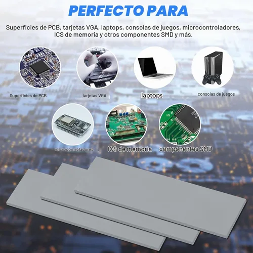 Vista 6 de Outus 30 unidades de almohadilla térmica de silicona de 2.6 x 0.8 x 0.1 pulgadas, almohadilla térmica reutilizable para CPU SSD, almohadilla