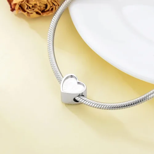Vista 5 de LONAGO Abalorio personalizado de plata de ley 925 con forma de corazón y piedra natal personalizada, pulsera de ajuste de piedras preciosas