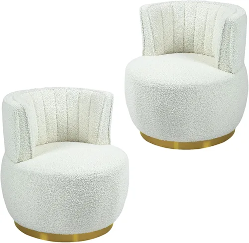 Vista 9 de Silla giratoria de terciopelo, sillón giratorio tapizado de 360 grados, moderno y cómodo sillón redondo para sala de estar pequeña, dormitorio Gris