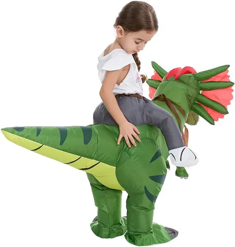 Vista 4 de HSCTEK: disfraz inflable de dinosaurio para niños y niñas Dilofosaurio