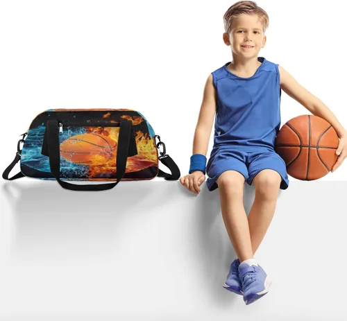 Vista 2 de Bolsa de lona para niños, bolsa de gimnasio deportiva para niños, niñas y adolescentes, bolsa de mano para el fin de semana, bolsa de viaje