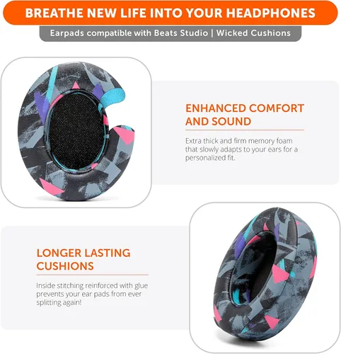 Vista 5 de WC Wicked Cushions - Almohadillas de repuesto para Beats Studio 2 y 3 (B0501, B0500) con cable e inalámbrico NO es compatible con Beats Solo