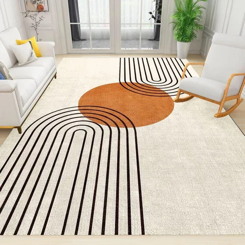 Vista 20 de Alfombra bohemia de mediados de siglo para sala de estar, alfombra grande con diseño geométrico bohemio, suave y antideslizante, de pelo bajo